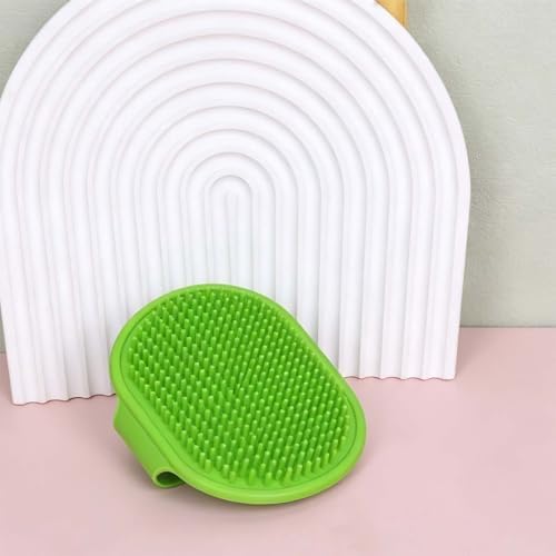 Green pet bath brush with soft massage bristles