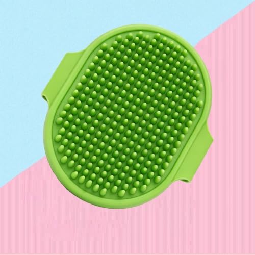 Green pet bath brush with soft massage bristles