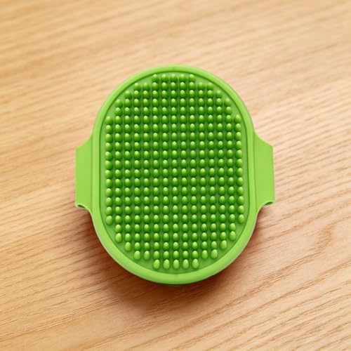 Green pet bath brush with soft massage bristles