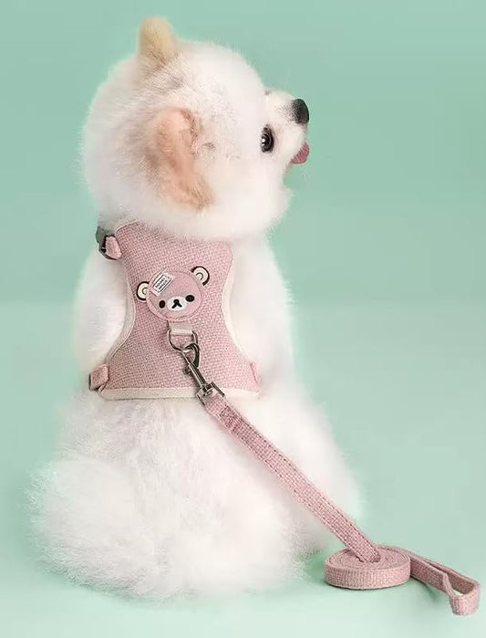 Soft pet vest harness and leash set for small dogs and cats